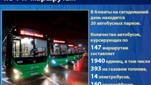 В Алматы 1940 автобусов курсируют по 147 маршрутам