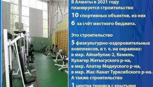 В Алматы построят новые физкультурно- оздоровительные комплексы
