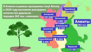 В рамках программы Jasyl Almaty за год высажено 282 тысячи саженцев