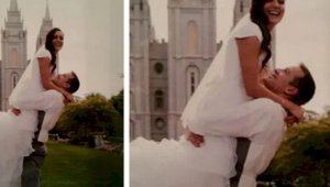 Это иллюзия: пользователи Сети обсуждают фото невесты на руках жениха