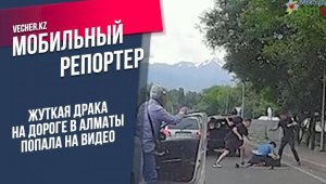 Жуткая драка на дороге в Алматы попала на видео
