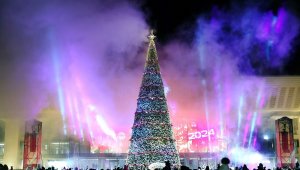 Главную новогоднюю ёлку зажгли в Алматы