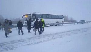 16 россиян эвакуированы из сломавшегося на трассе автобуса в Акмолинской области