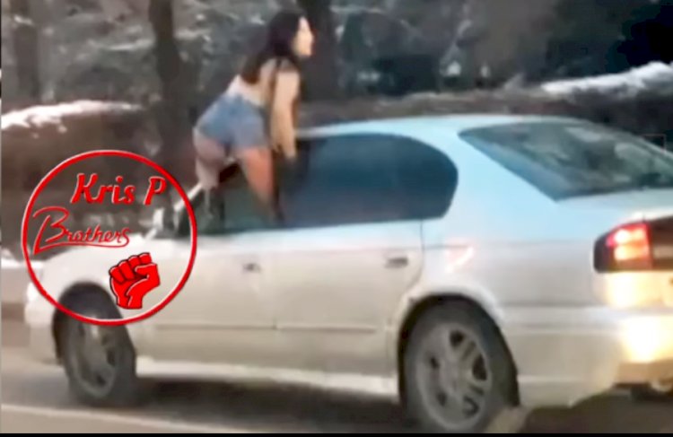 Полуголая девушка выбралась на полном ходу из окна машины в Алматы