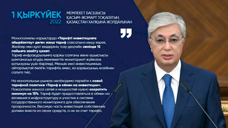 На монопольных рынках необходимо перейти к новой тарифной политике «Тариф в обмен на инвестиции» – Касым-Жомарт Токаев