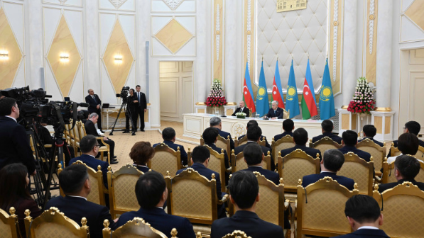 Состоялся брифинг президентов Казахстана и Азербайджана