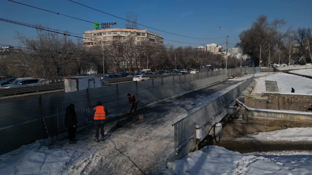 В Алматы при строительстве велопешеходного моста через Есентай высадят 80 крупномерных деревьев
