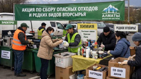 В Алматы пройдет акция по сбору опасных отходов и редких видов вторсырья