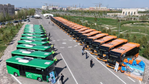 В Туркестане презентовали 35 современных электроавтобусов